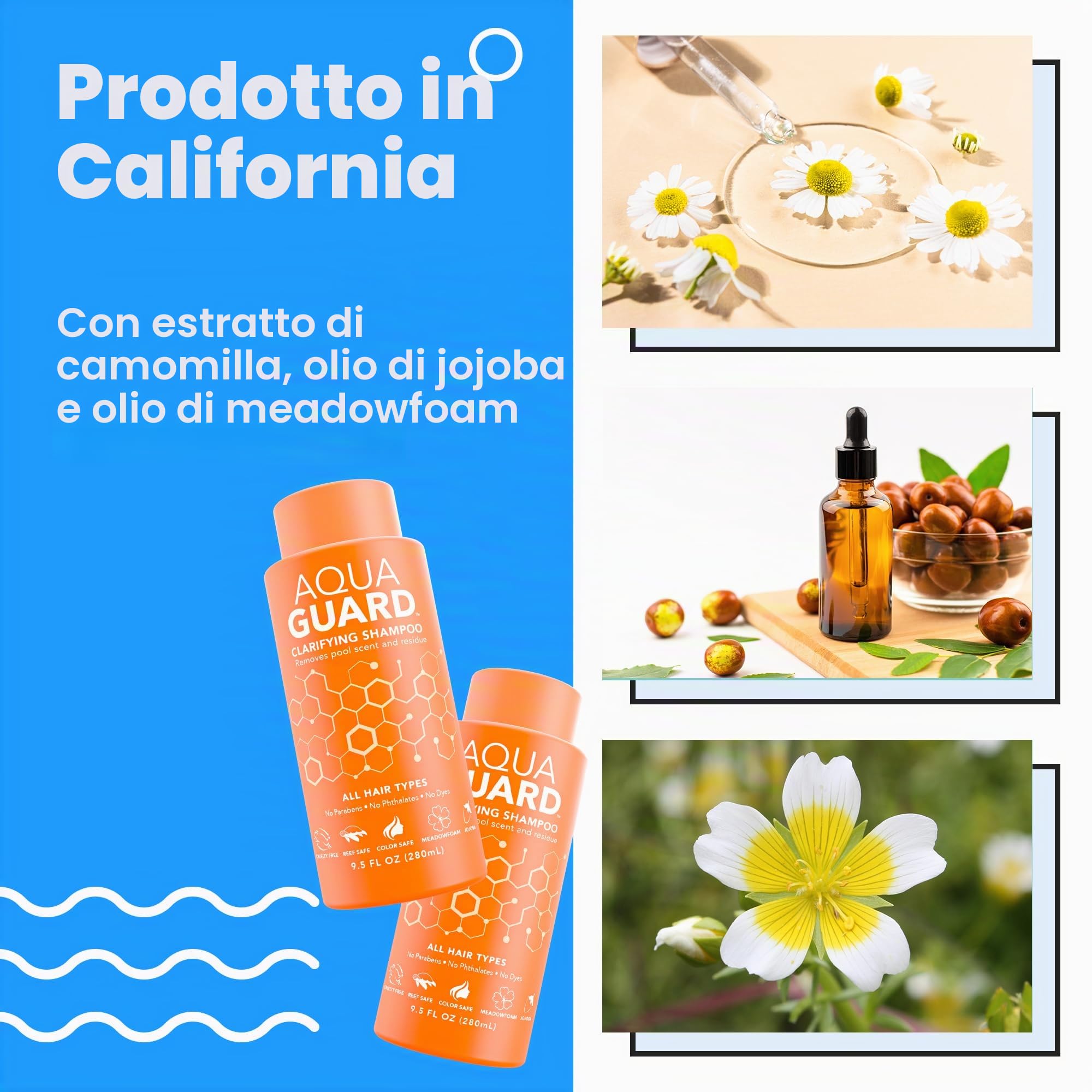 AquaGuard Shampoo Chiarificante Delicato | Sconfiggi il cloro e goditi la piscina | Senza parabeni e glutine, vegano, sicuro per i colori, certificato cruelty-free | Due Flaconi