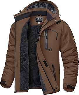 KEFITEVD Hombre Impermeables Lana Chaquetas Impermeables Esquí Cálidos Invierno Abrigos Térmicos Exteriores Abrigos con Capucha Desmontable
