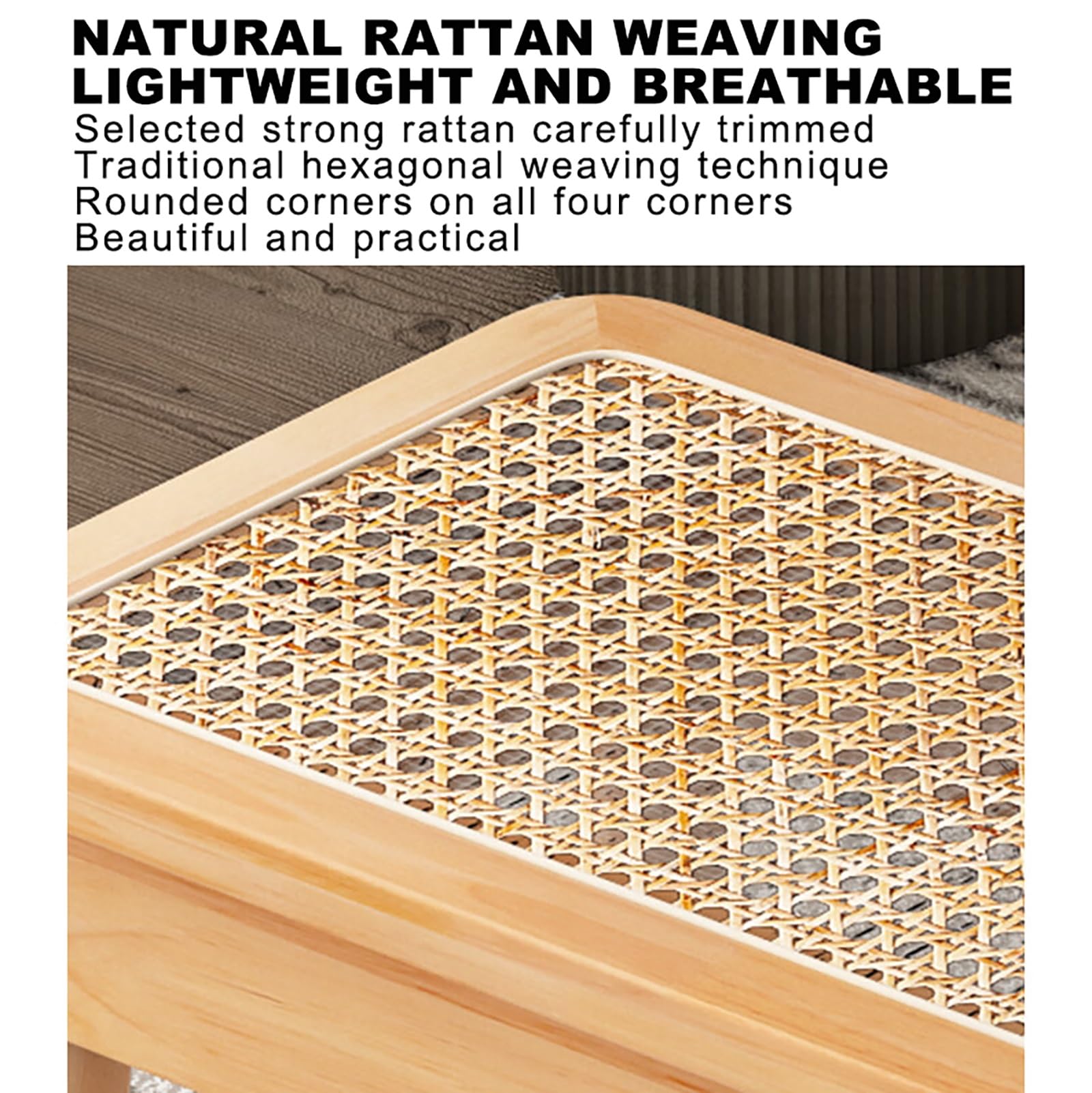 Banco de Entrada de Madera de Ratán Banco de Comedor Madera de 2 Plazas para Dormitorio Entrada Comedor.(Original Wood,80x30x45cm)