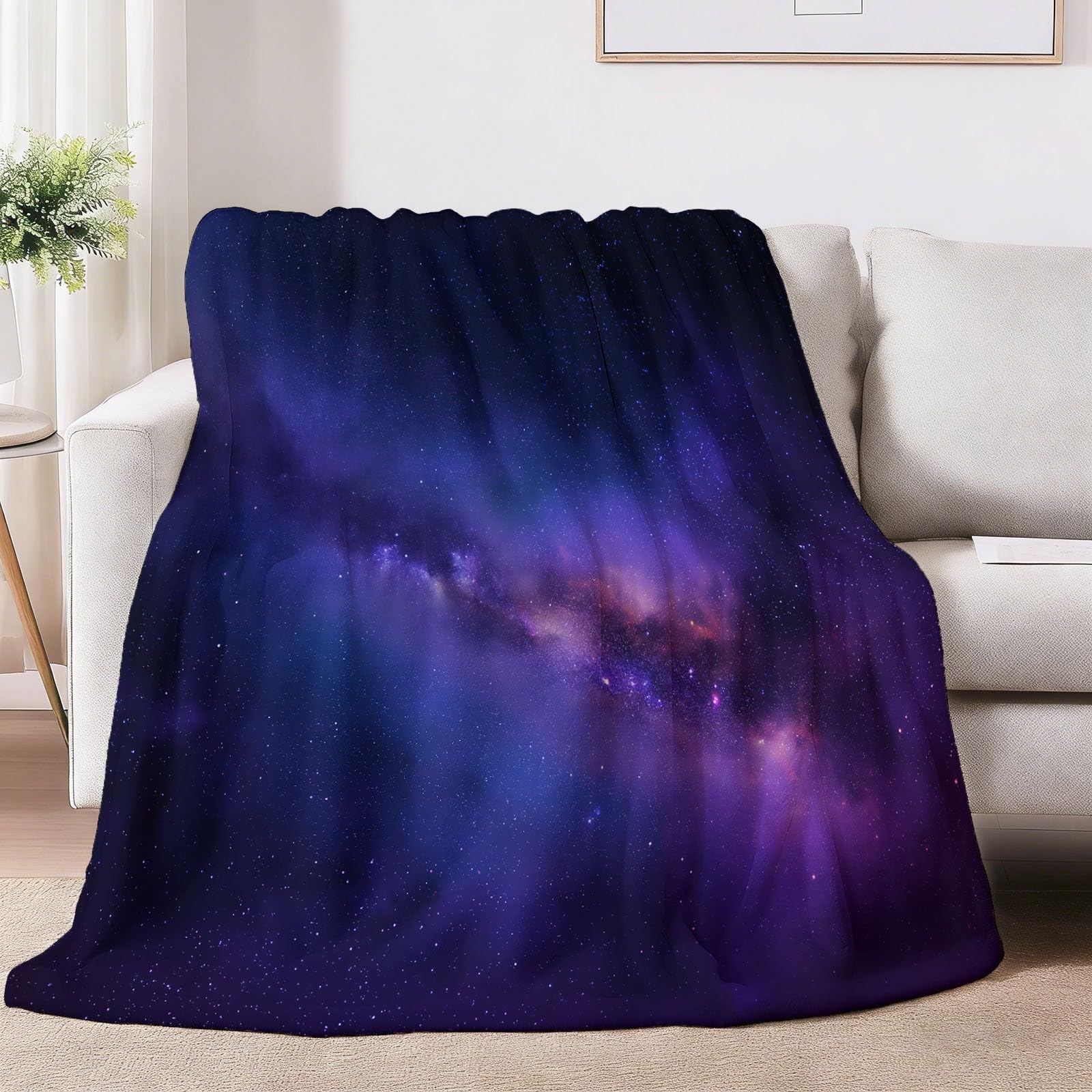 Galaxis Koc polarowy, przytulny, mglisty, nocne niebo, wszechświat, super miękki, lekki koc na sofę, koc na porę roku, ciemnofioletowy, ciepły, pluszowy obrus na łóżko, kanapę, fotel, kemping, 200 x