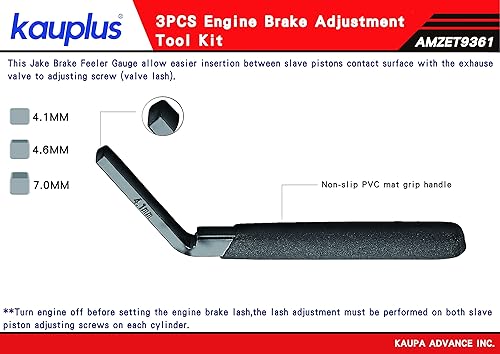 Miniatura 2 de Kit de herramientas de ajuste de freno de motor de 3 piezas, medidor de freno Jake - 0.181 in, 0.161 in, 0.276 in