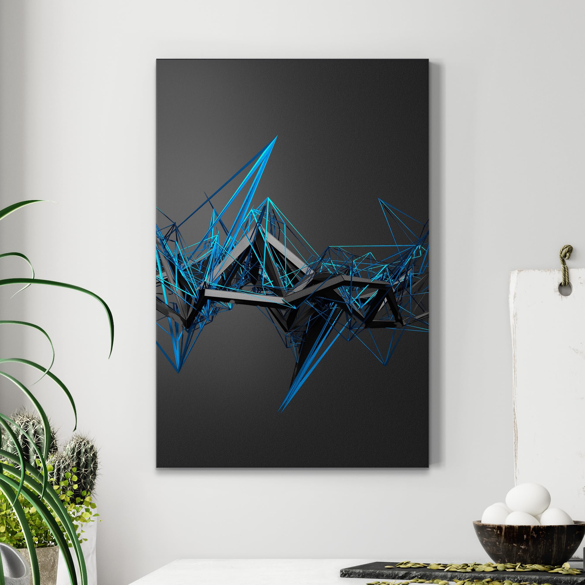 DEQORI Lavagna magnetica con stampa UV, motivo "nastro ondulato virtuale", design rettangolare, 40 x 60 cm, lavagna metallica scrivibile, decorazione da parete per cucina, corridoio, cameretta dei