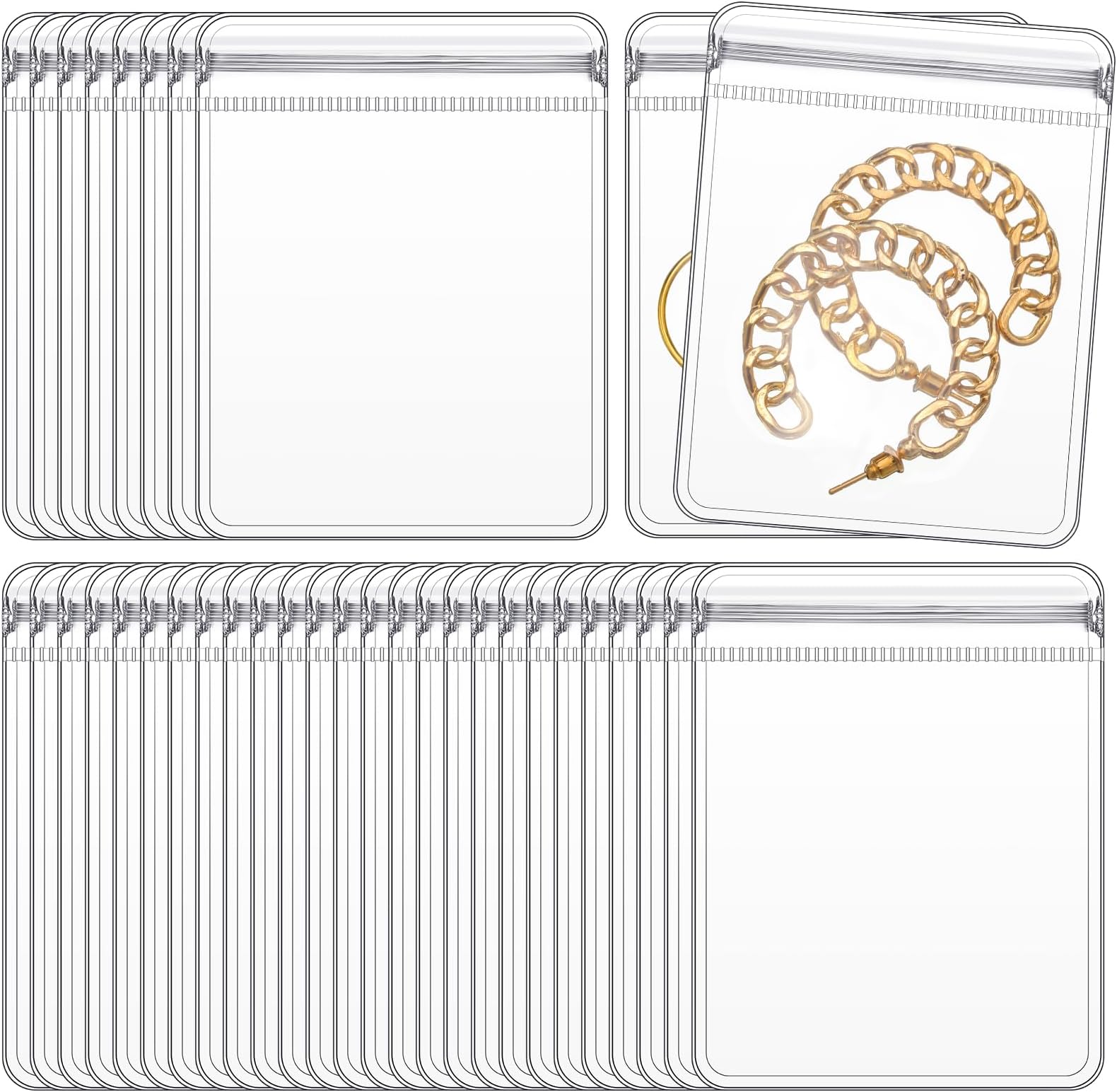 200 Pieces Clear PVC Jewelry Plastic Transparent Bags Zipper Storage Jewelry Pouches Self Seal Rings Earrings Packing Bags Storage Pouch for Holding Jewelries (2.36 x 3.15 Inch)