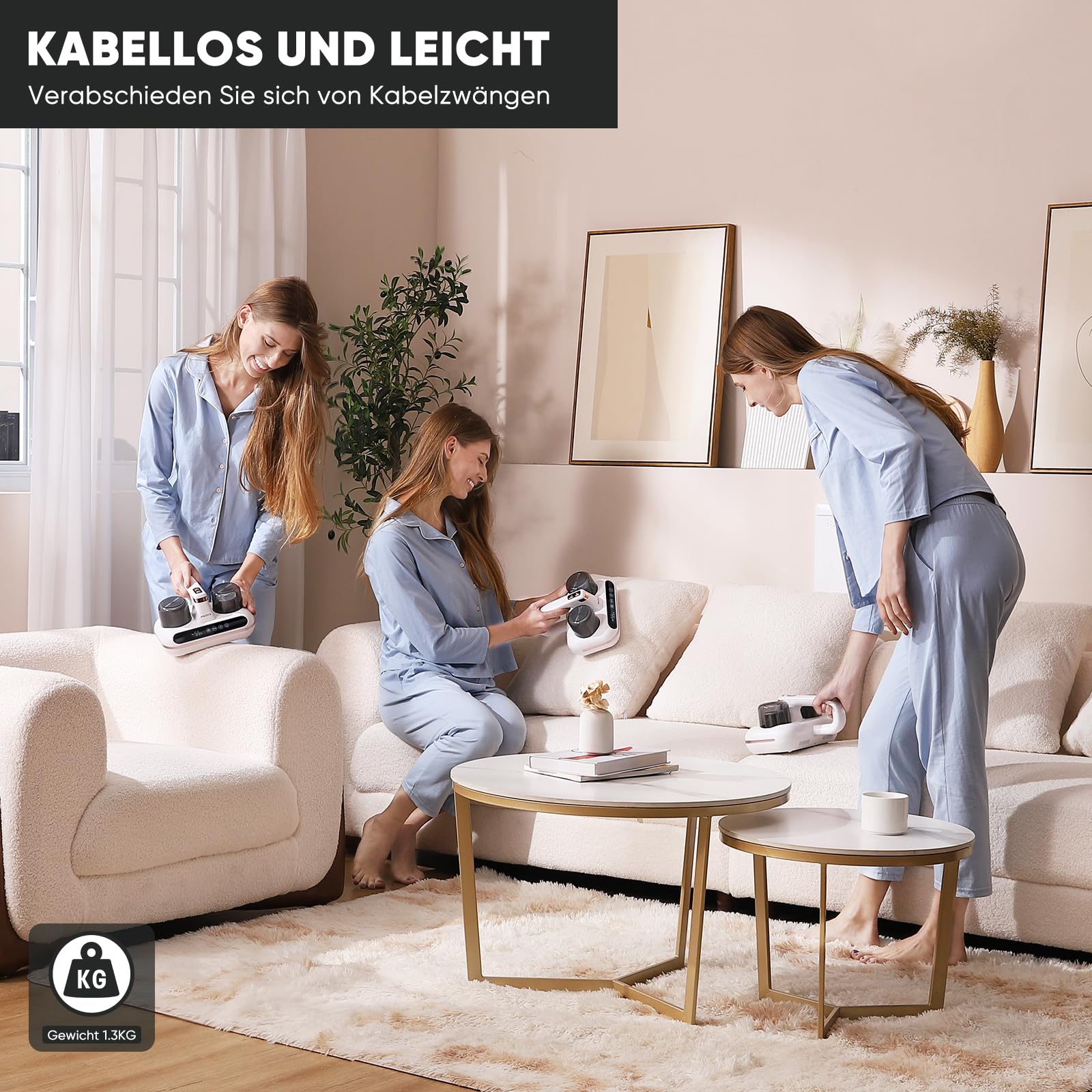 Milbensauger für Matratzen, 5-IN-1 Antimilben-Staubsauger mit UV-C-Licht, HEPA Filter, Entfernt 99,9% Bakterien