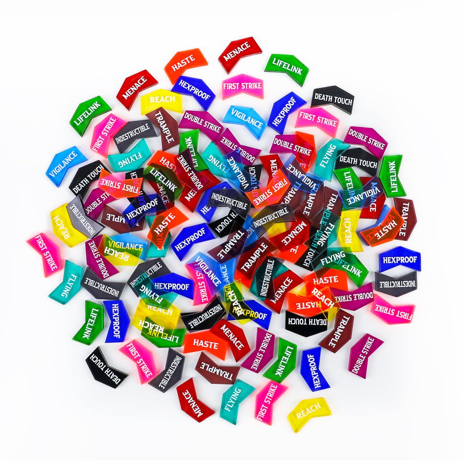 60 jetons mots-clés MTG Abilities avec boîte, jetons MTG avec code couleur pour Magic The Gatering, compatibles avec TCG, accessoires de jeux de cartes magiques CCG