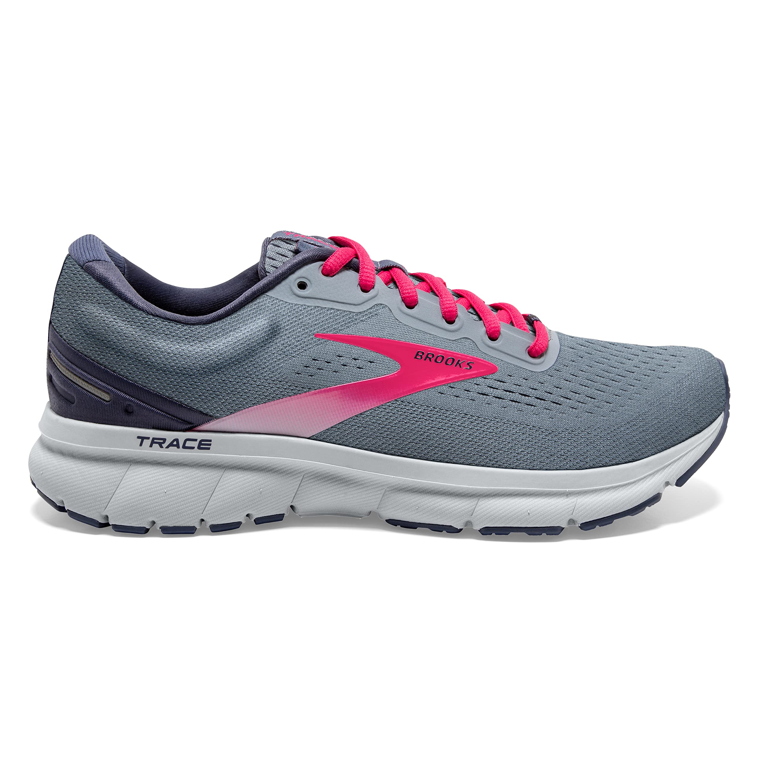 Brooks Women's Trace Neutral Running Shoe - Grey/Nightshadow/Raspberry - 8.5