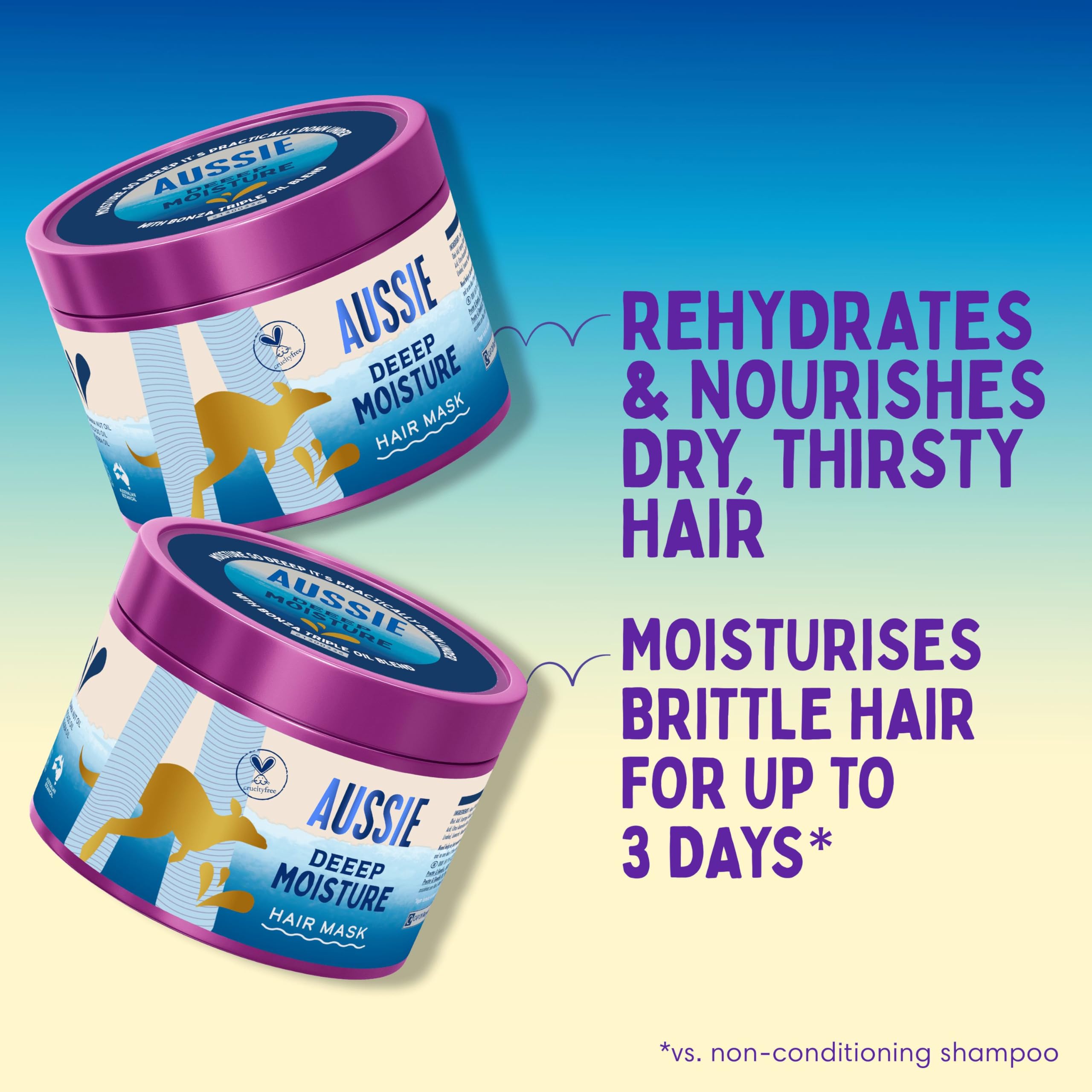 Aussie Deeep Moisture Hair Mask 500ml, Rehydrates, Nourishes and Deeply Conditions Dry, Thirsty, Brittle Hair, Infused with Jojoba, Avocado and Australian Macadamia Nut Oils, Vegan and Cruelty-Free - Image 2