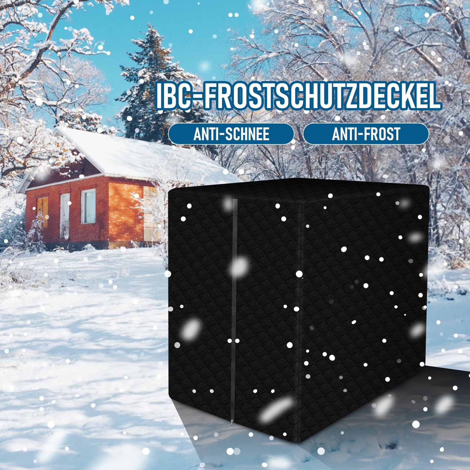 IBC czarna pokrywa zbiornika z bawełny, pokrowiec ochronny z zamkiem błyskawicznym, zbiornik na wodę 1000 l, plandeka ochronna na wodę, ochrona przed mrozem, izolacja cieplna, akcesoria do
