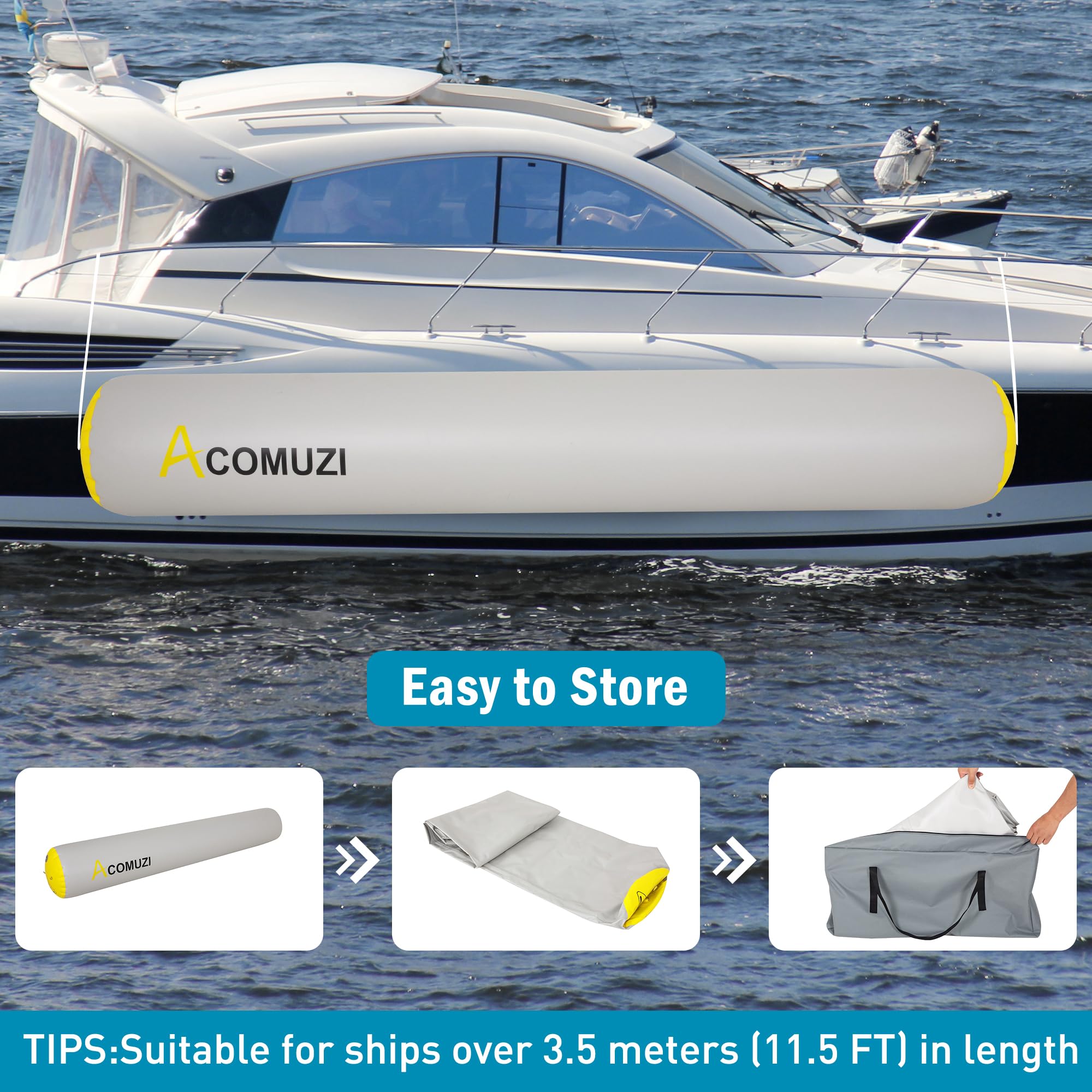Condition photo showing New/Like New for 10ft*18in boat bumpers, boat accessories for docking inflatable, dock bumper for small yacht, fishing boat, pontoon boat, boat fenders for docking