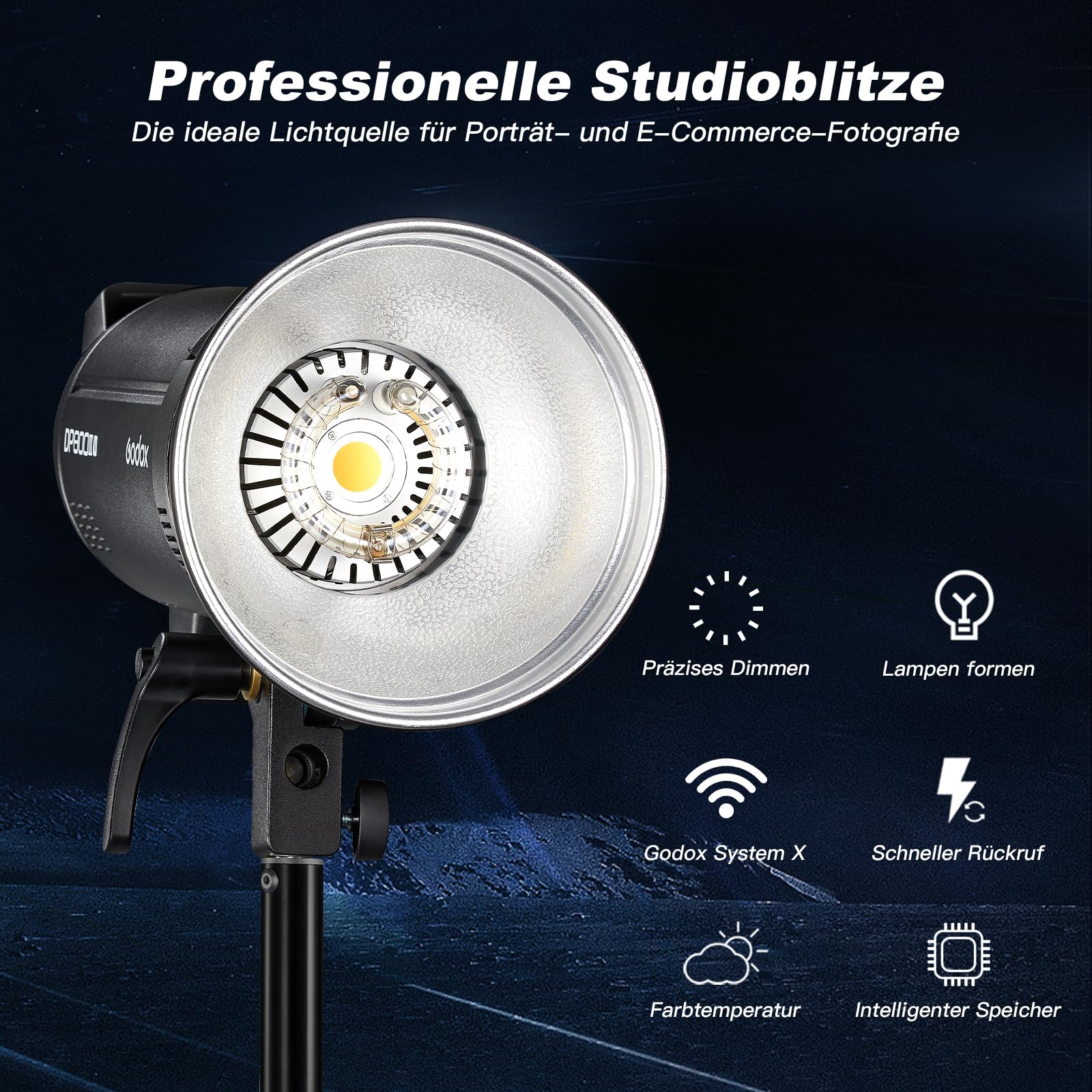 Godox DP600IIIV lampa błyskowa do studia stroboskopowego, 600 W, 5600 ± 200 K, temperatura barwowa Bowens Mount 2,4 G, bezprzewodowy system studyjny, na wesele, portret, moda