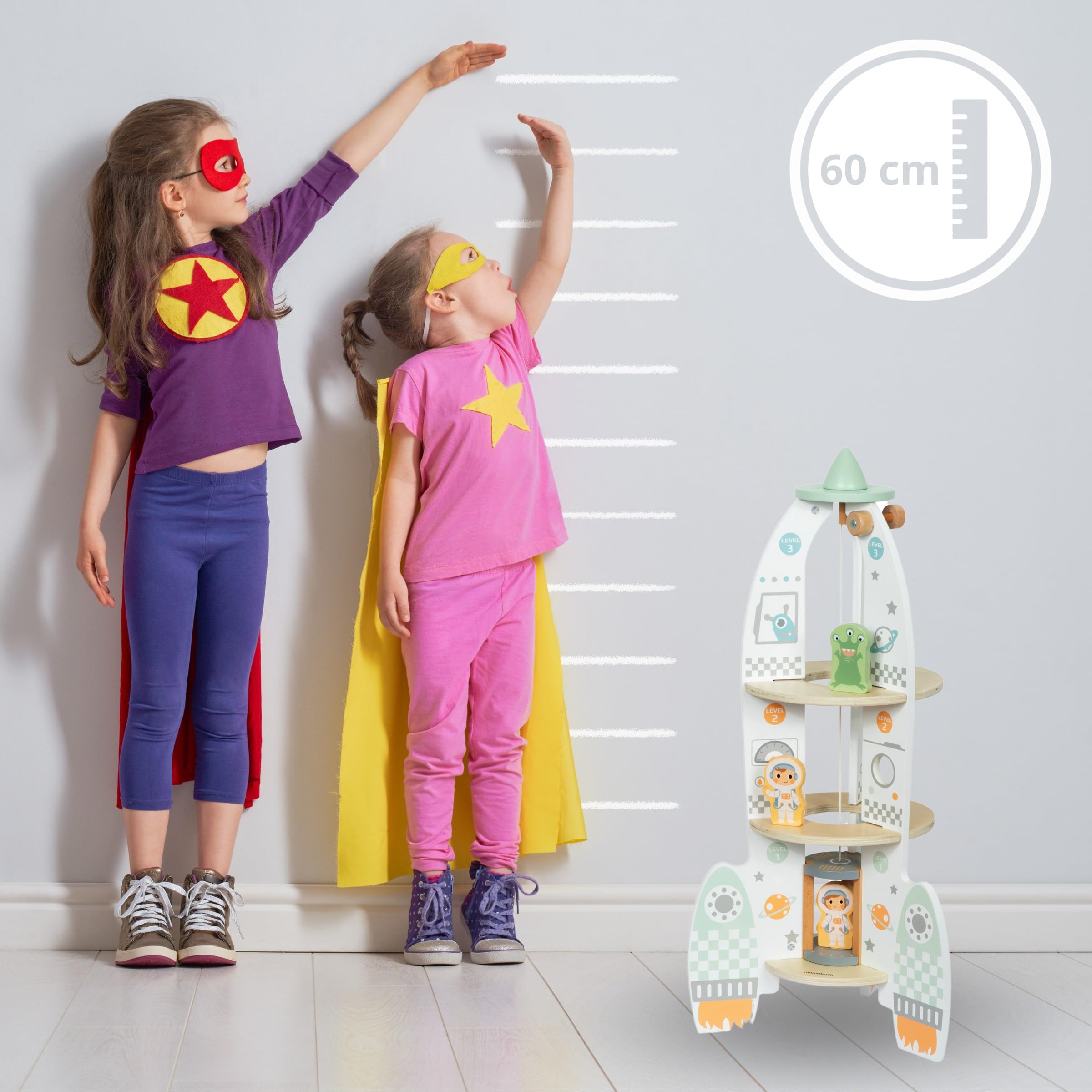 Grande Fusée Spatiale En Bois XXL Avec Ascenseur - Jouet Éducatif Pour Enfants Dès 3 Ans