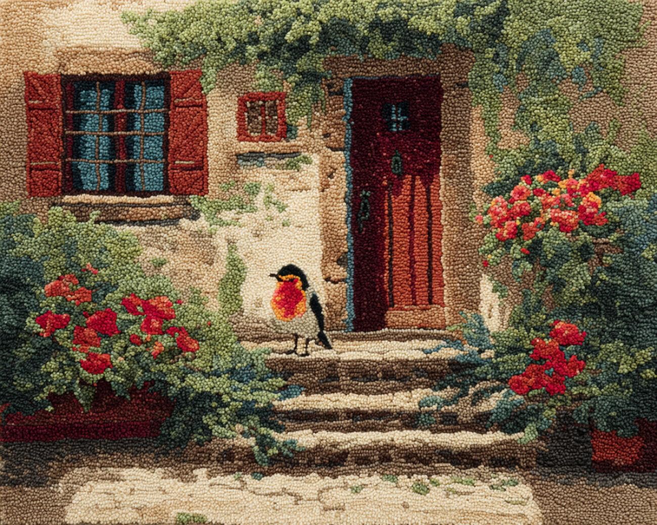Ambattery T Latch Hook Apestry Ki Birds In He Garden 80X160cm