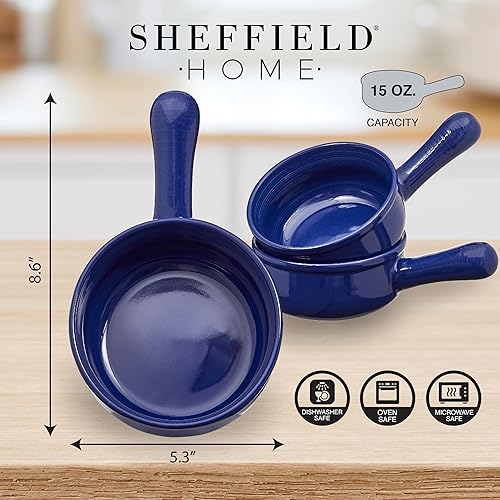 Miniatura 2 de SHEFFIELD HOME Juego de 6 cuencos de cerámica para sopa con asas, cuencos grandes de 24 onzas, aptos para lavavajillas, microondas y horno, ideales
