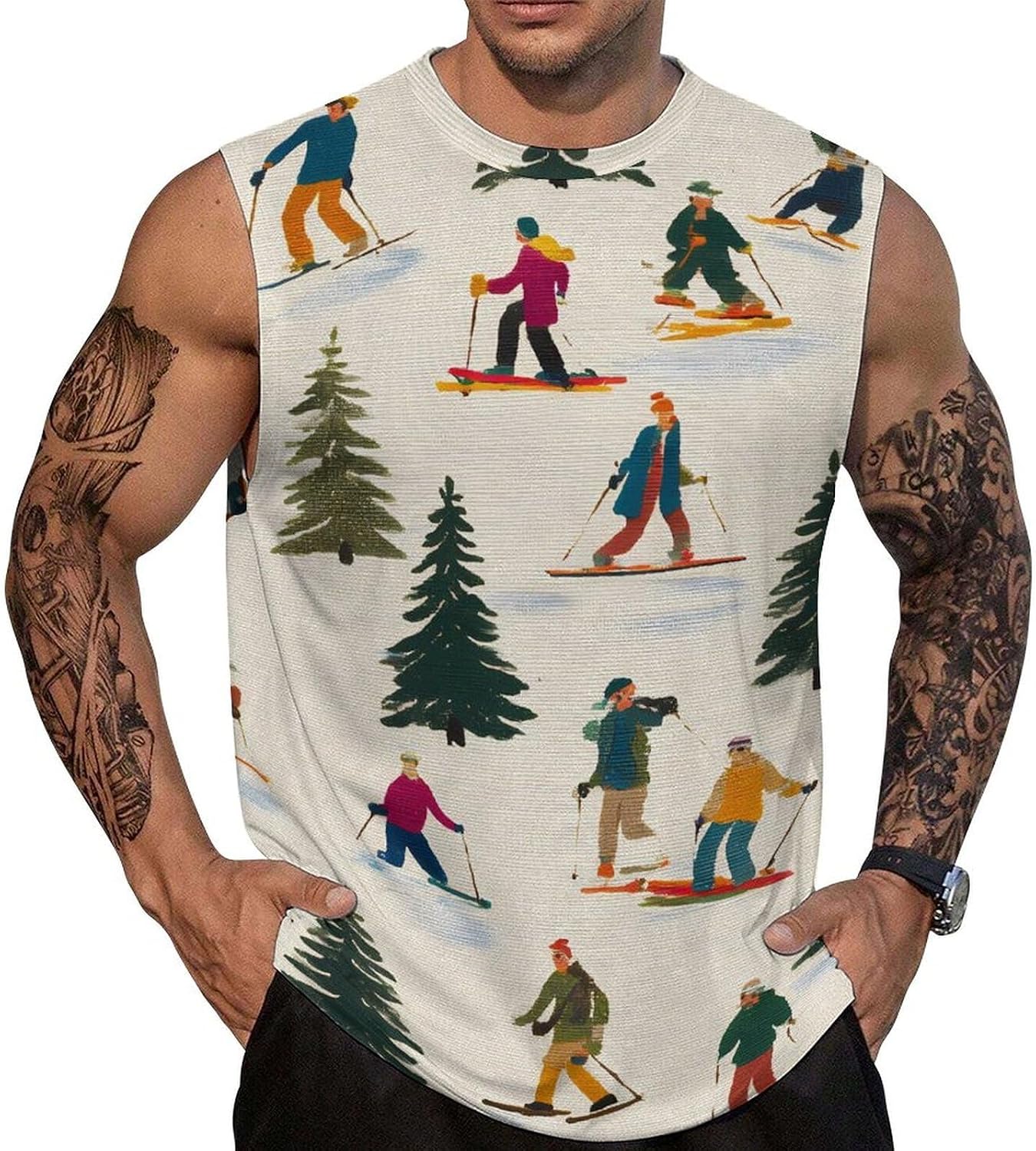 Ski Skier Skiing Men's Sleeveless Shirt Small