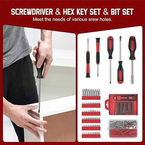 Miniatura 7 de Sundpey Home Tool Kit with Drawer - 379-PCs Portable Complete Household and Auto Repair Tool Set - Hand General Basic Tool Box Storage Case - Full