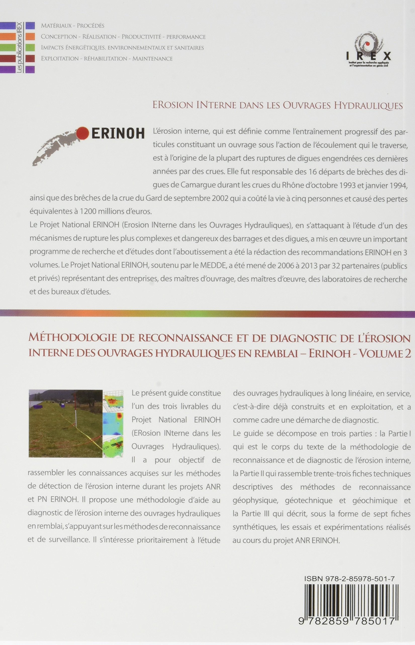 ERINOH : Érosion interne dans les Ouvrages Hydrauliques - Volume 2: Méthodologie de reconnaissance et de diagnostic de l'érosion interne des ouvrages hydrauliques en remblai.