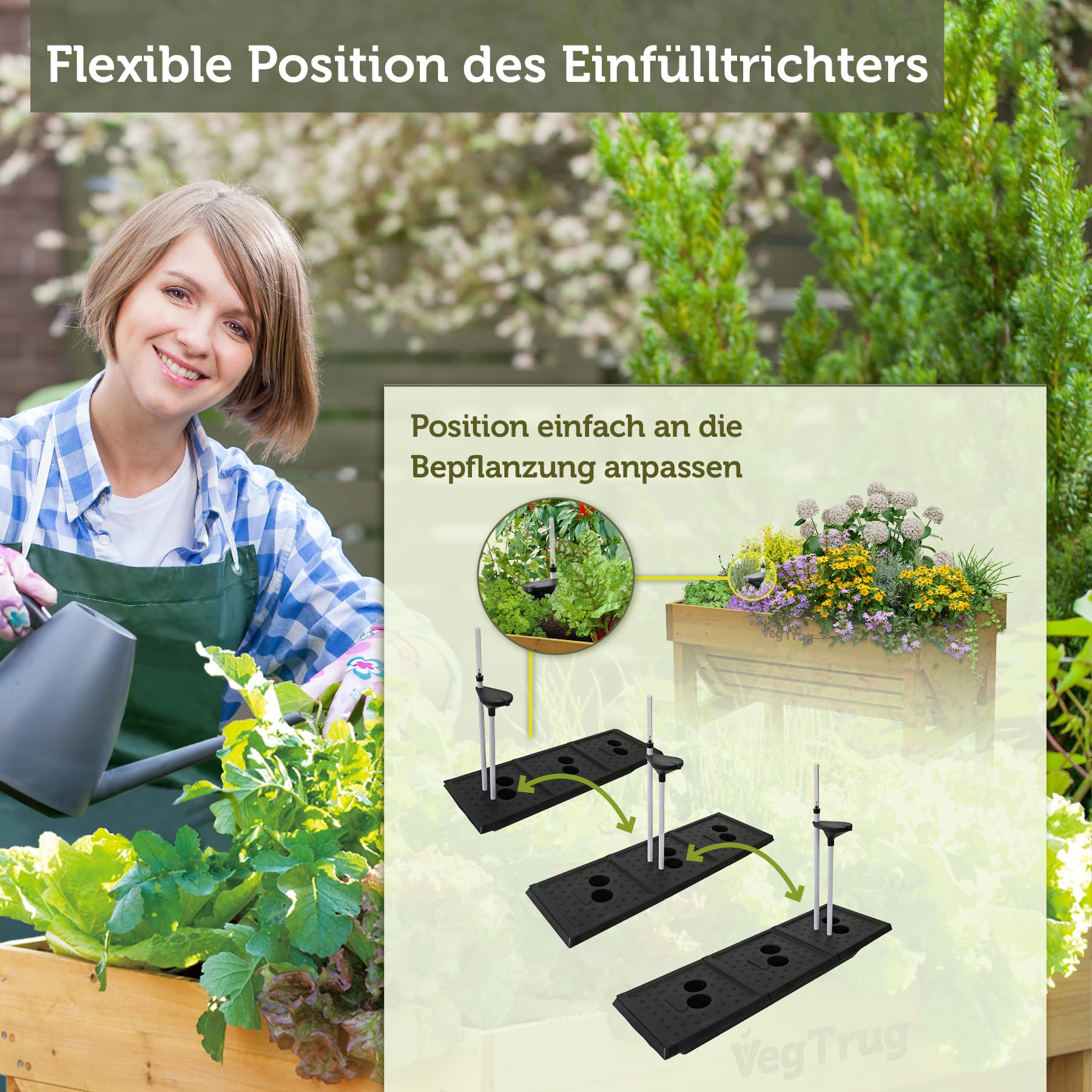 VegTrug Bewässerungsset für Hochbeet Classic 1 m - 11-Liter-Reservoir | Selbstbewässerungssystem mit Kapillarwirkung & Wasserstandsanzeige - ideale Bewässerung für gleichmäßige Feuchtigkeit