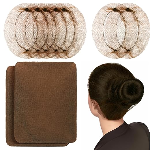 LEOBRO Light Brown Hair Nets, 24” Invisible Nylon Hair Nets for Women and Men, Hair Net for Buns, 60 PCS