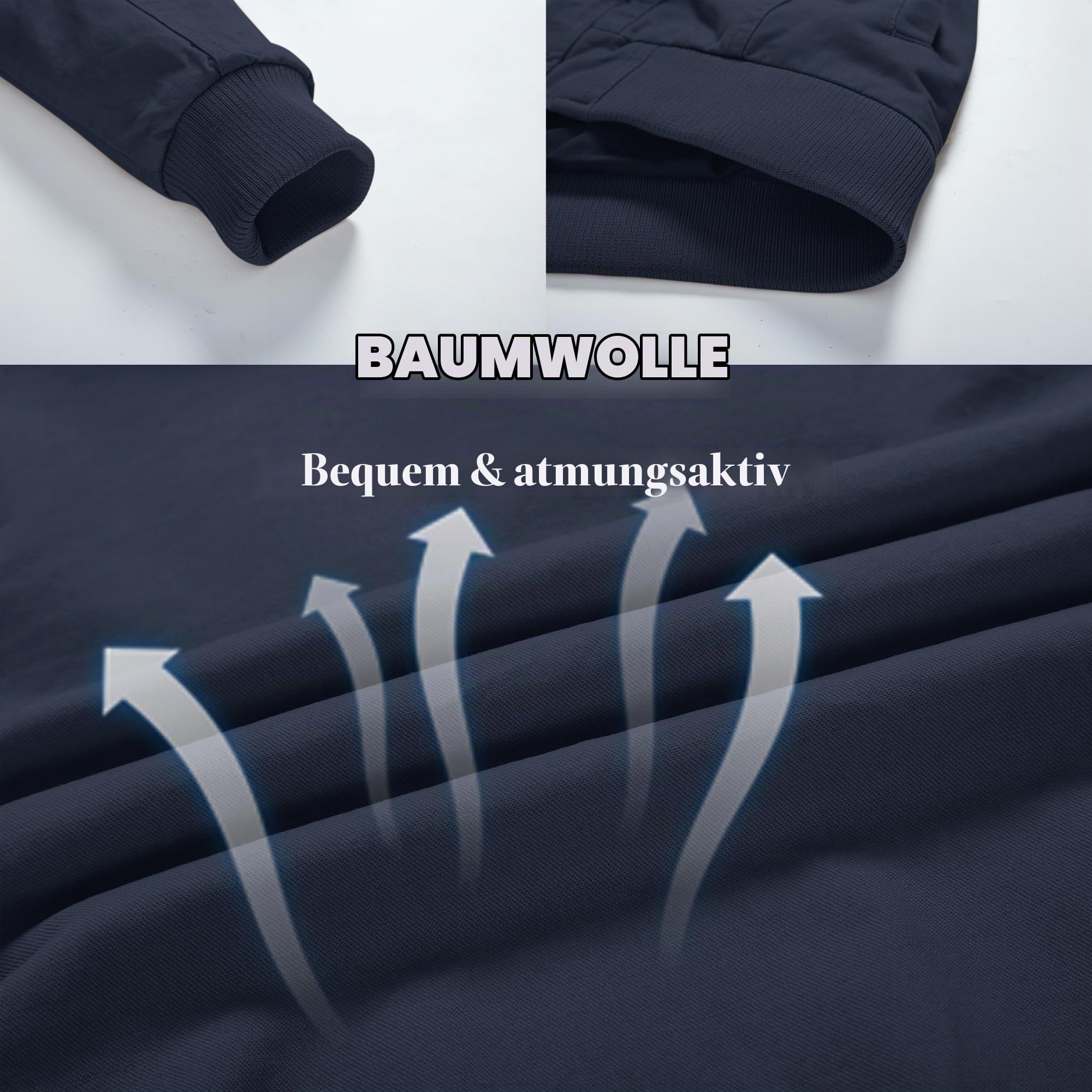 KEFITEVD Herren Übergangsjacke Leicht Herbstjacke Fliegerjacke Stehkragen Bomberjacke Baumwolle Army Feldjacke Cargo Jacke