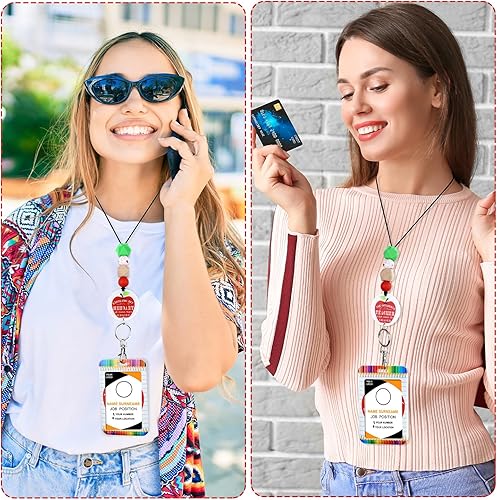 Miniatura 6 de Soporte para tarjetas de identificación para profesores, soporte para tarjetas de identificación de profesores con cordón, bonito diseño de cuentas