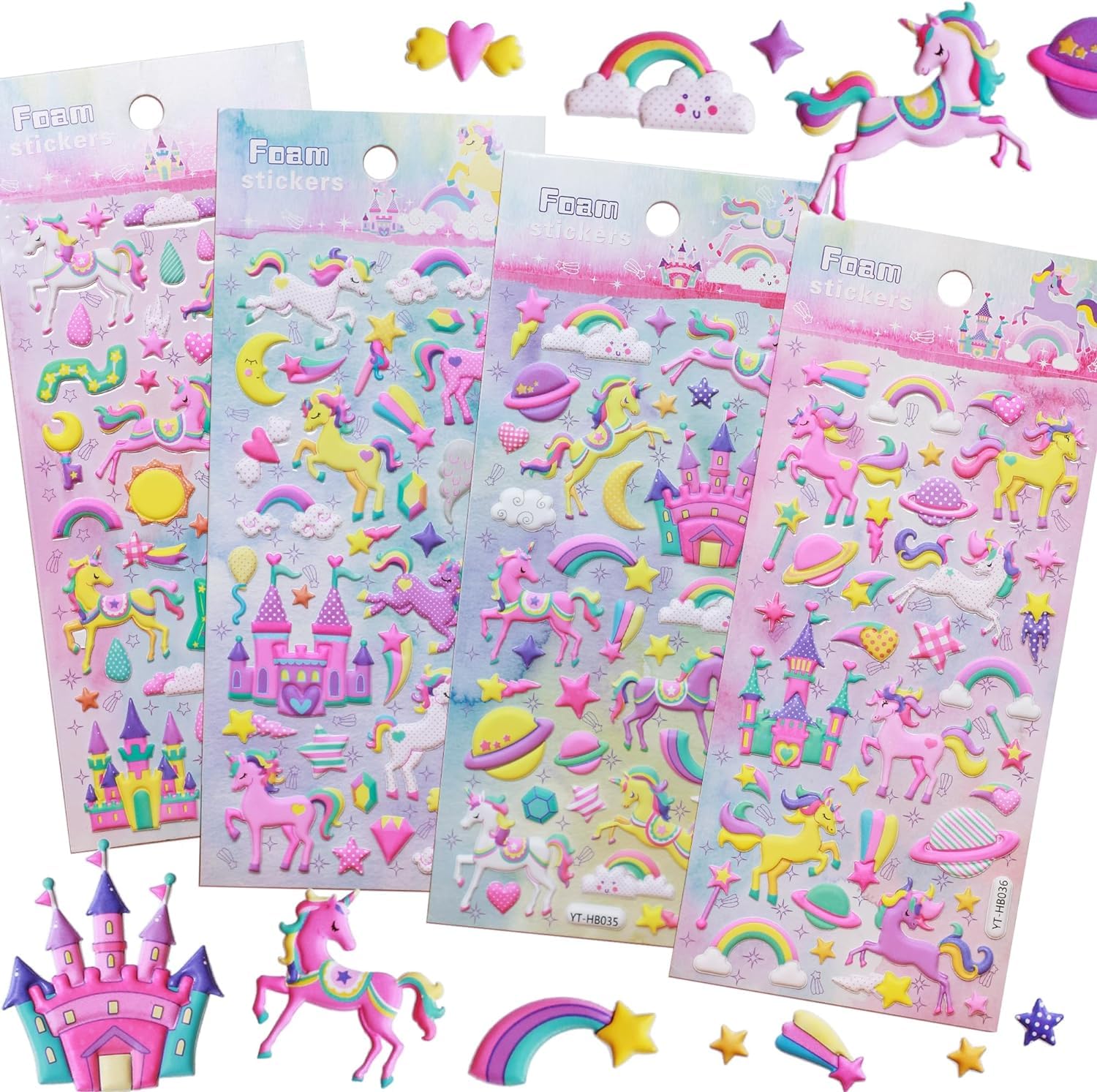 Pegatinas para Niños, Pegatinas de Unicornio, 3D Puffy Pegatinas, Pegatinas Infantiles, Aplicable Gratificantes Regalos Scrapbooking, Pegatinas para Ordenador portátil, Stickers para Fiestas Temática