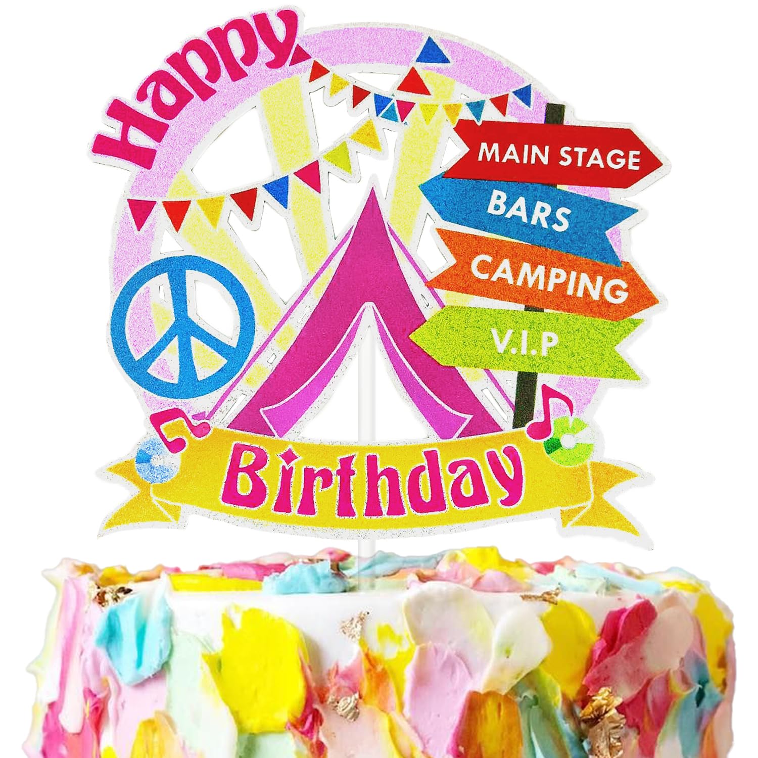 Festival Cake Topper, Birthday DΓ©cor, Music Theme Party Supplies