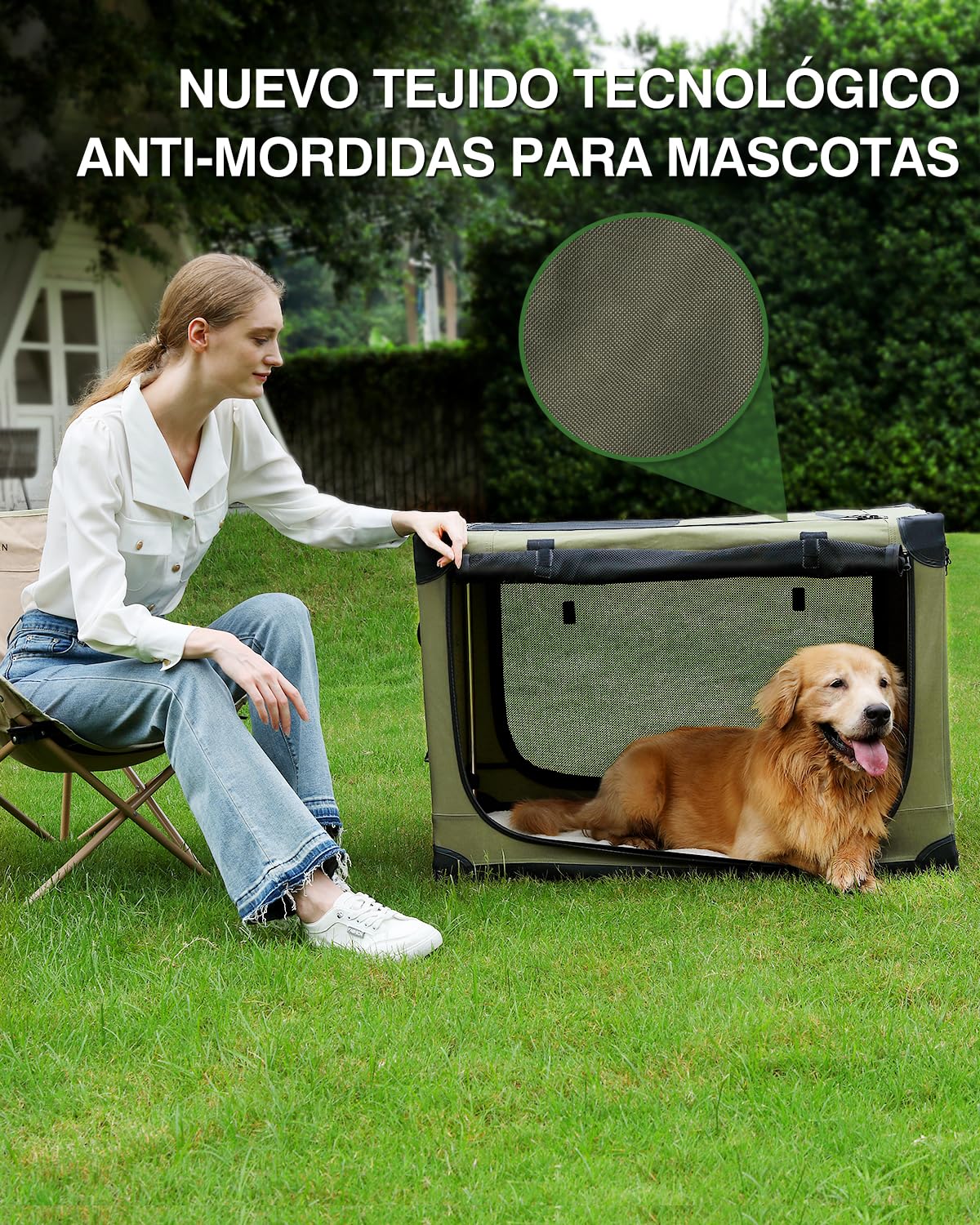 derimkcoa Jaula de viaje plegable para perros de 106 x 78 x 78 cm, jaula de viaje portátil y suave de instalación rápida para perros grandes de hasta 36 kg, caja de viaje plegable de 4 puertas con