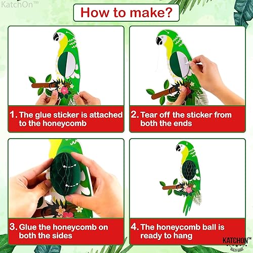 Miniatura 3 de KatchOn, Decoraciones de pájaros tropicales extra grandes – Paquete de 6 | Decoraciones temáticas de selva, decoraciones de fiesta Luau, Pájaros
