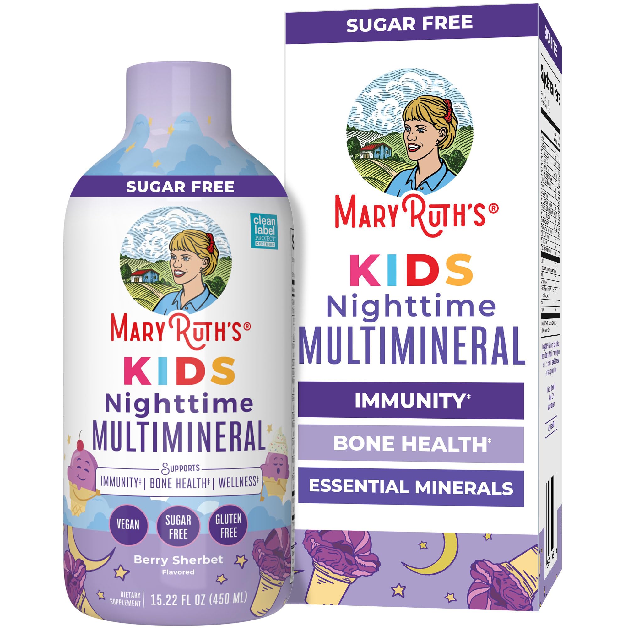 MARYRUTH'S Kids Nighttime Multimineral Liquid, Berry Sherbet, 15.22 oz