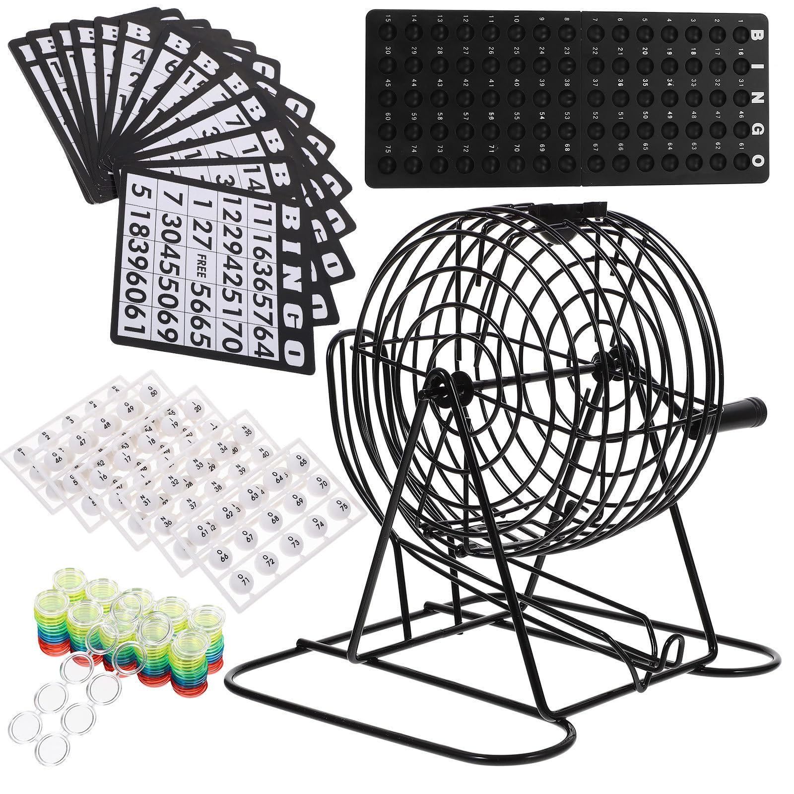 Jeu de Bingo Machine à Loterie Manuelle en Fer Noir, Jeu de Société Excitant et Engageant pour Soirées à Thème et Maisons