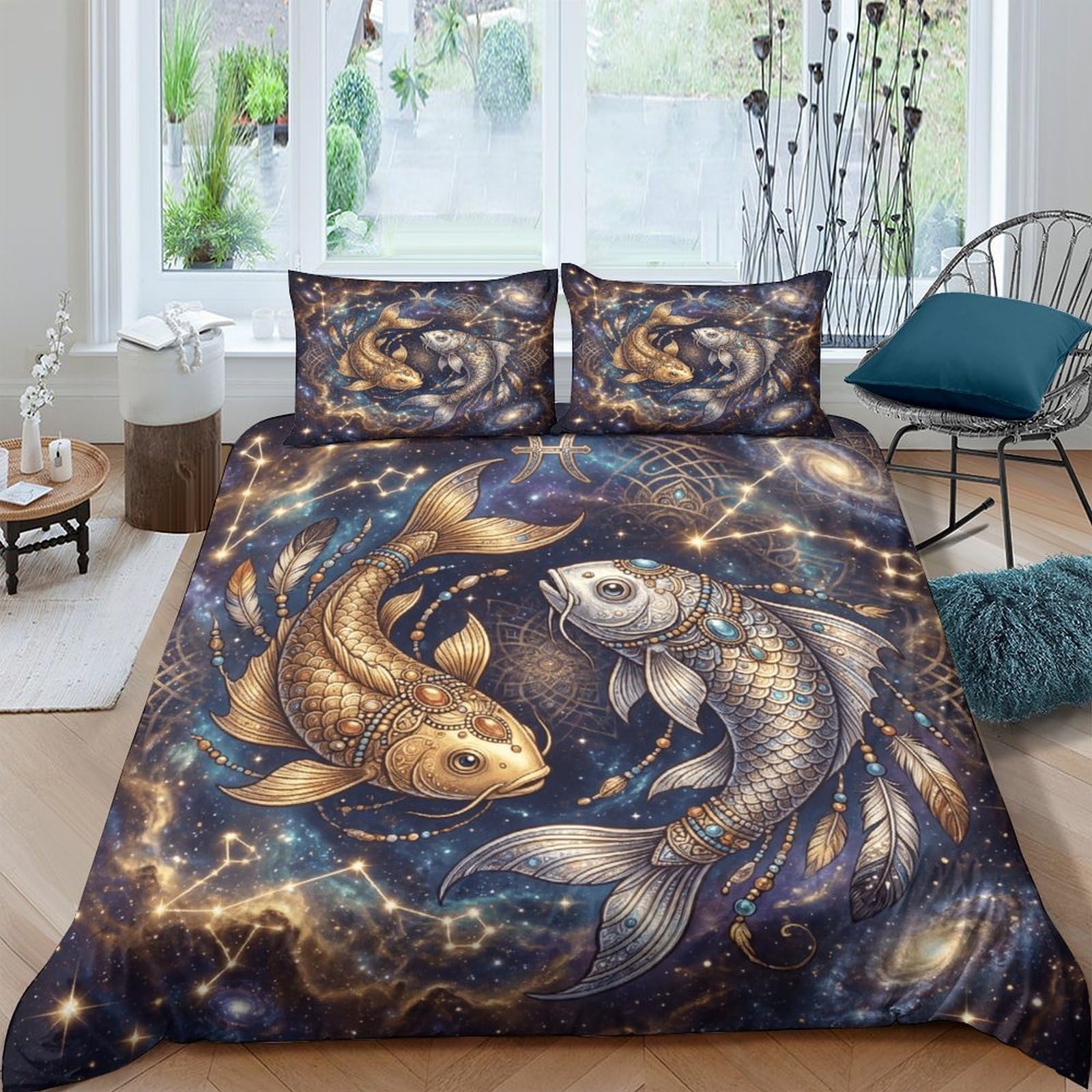 Housse de couette Poisson et carpe koï 200x200cm pour moderniser une chambre triste