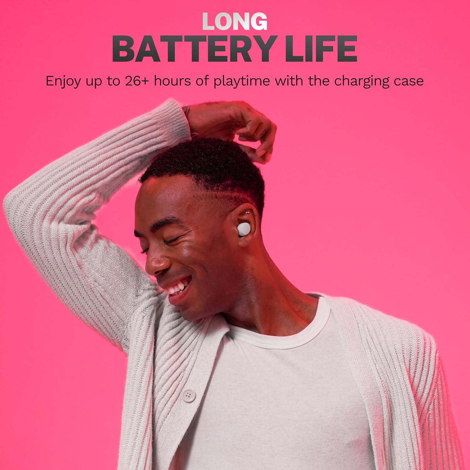 JLab Go Air Pop+ True Wireless Earbuds, in Ear Headphones, Bluetooth Earphones, 35H Playtime Ear Buds, Bluetooth Earbuds with Microphone, USB-C Charging Case, Dual Connect, EQ3 Sound, Cloud White - Image 4