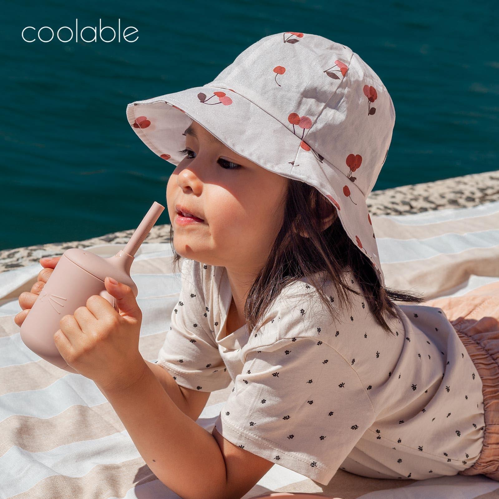 coolable Cappello da Sole per Bambini Pieghevole e Regolabile, Cappello a Secchiello Estivo con Ampio Bordo, Protezione UV UPF 50+ per Neonati e Bambini
