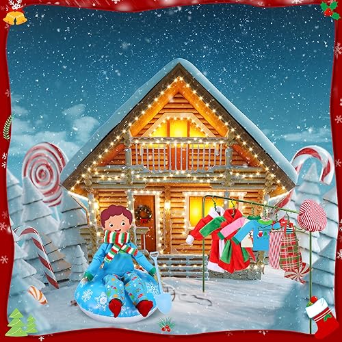 Miniatura 4 de Cutecrop Juego de 20 accesorios de muñeca elfo de Navidad, incluye tubo de nieve, ropa de elfo de Navidad, bata de baño, bufanda, faldas, delantal,