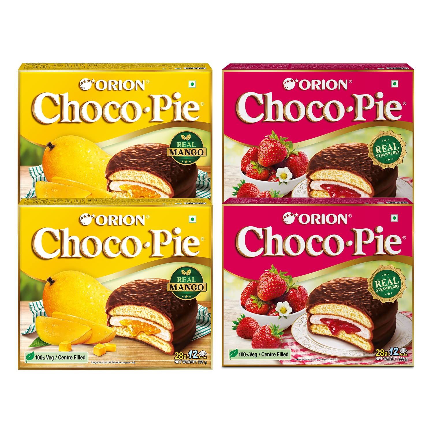 Fruity Choco Pie Combo - Mango & Strawberry Choco Pie, 4x12 pc Pack | Centre-Filled Chocolate Biscuit (B0B281VPC3) Amazon Price History, Amazon Price Tracker