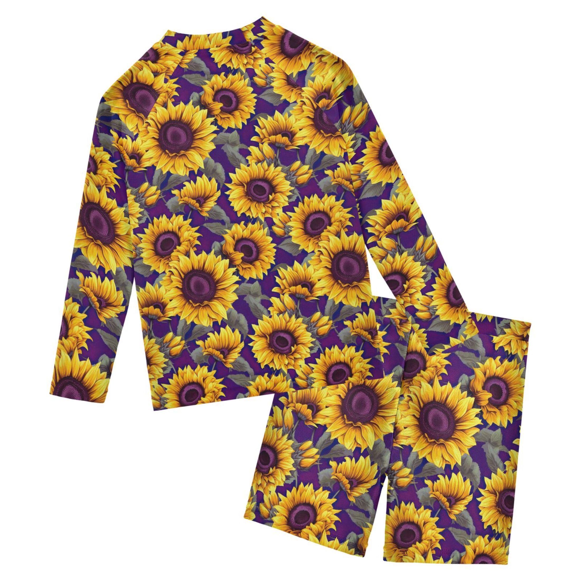 Sunflower Flowers Toddlers and Baby Boys' Swimsuit Trunk and Rashguard Set B0402467