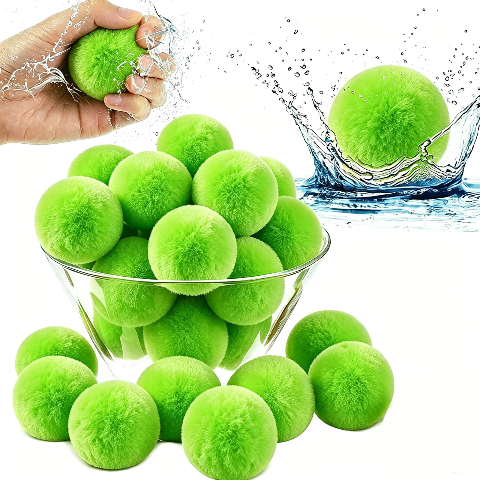 Water Sponge Balls for Kids, 11Pcs Soft Multicolor Water Soaker Balls, Reusable Waters Balloons, Quick-Soaking, Summer Outdoor Toys Games Toys for Pool Parties, Beach, Backyard，GN-11PCS