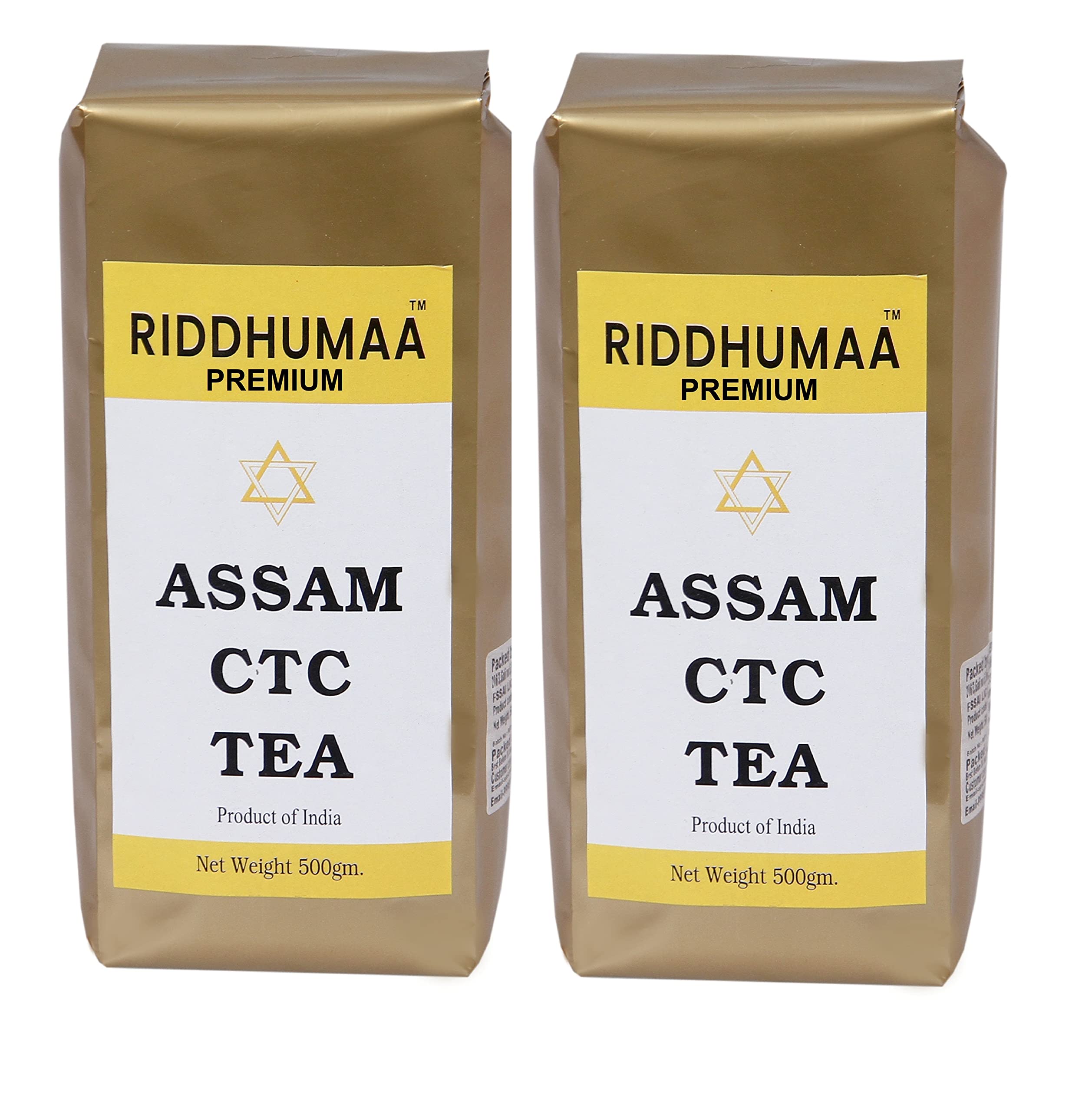 Riddhumaa Permium Assam CTC | 500g Each | Pack of 2 | Makes 500 Cups | Pure & Refreshing | Helps in rejuvenating The Body & Mind | Premium blend of Assam CTC and Long Leaf Assam Tea Tea Leaves