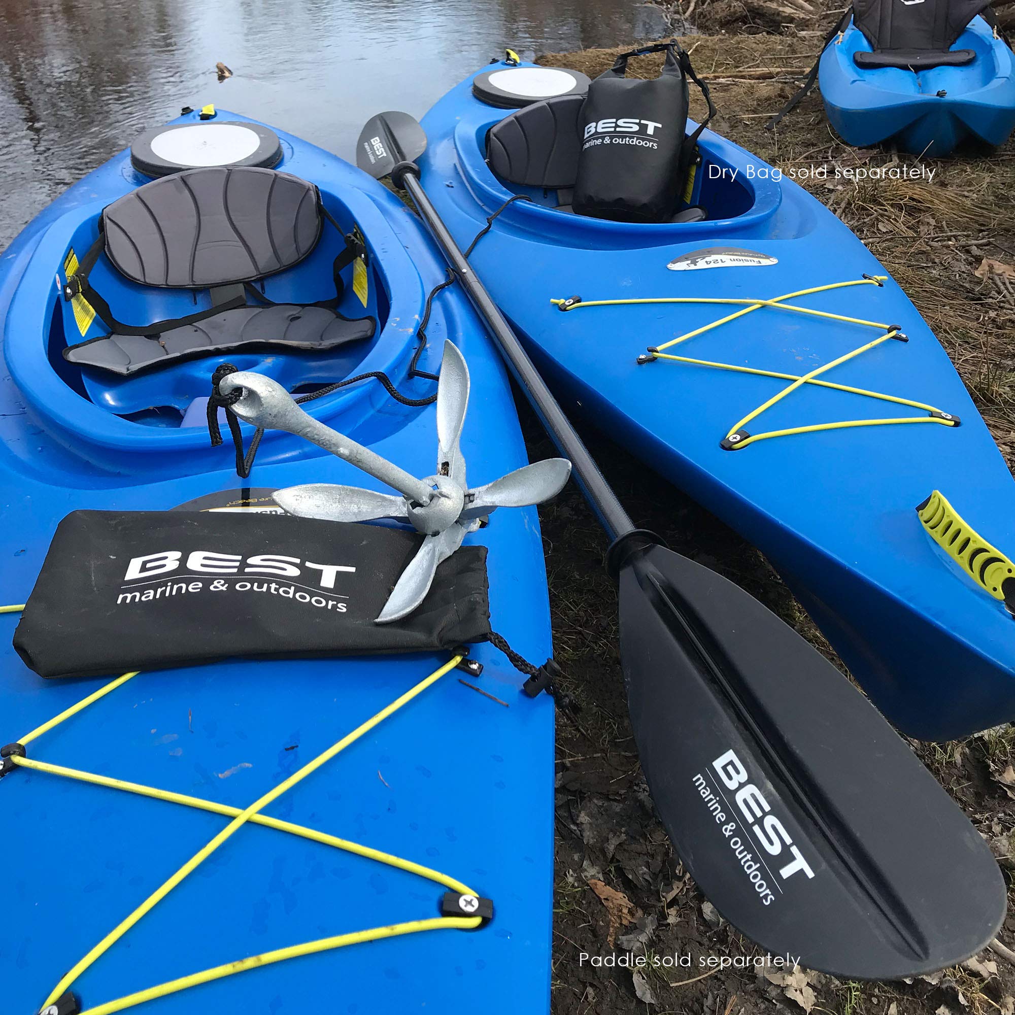 Best Marine Kayak Anchor with 12m Rope. Premium 1.6kg Folding Anchor