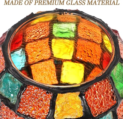 Miniatura 3 de OSALADI Pantalla de mosaico, pequeña vitral, colgante de techo, cubierta de luz, lámpara colgante turco-marroquí, accesorios de globo para