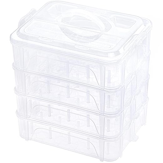 New brothread 4 Layers Stackable Clear Storage Box/Organizer for Holding 80 Spools Home Embroidery & Sewing Thread (Spool Size Requirement: Height≤2.2"/5.6CM; Width≤1.69"/4.3CM)
