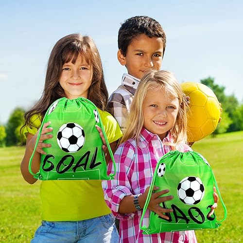 Miniatura 9 de Sadnyy 32 bolsas de fútbol con cordón para fiesta de fútbol, bolsas de regalo para fiestas de fútbol, bolsas de regalo para cumpleaños temáticos de