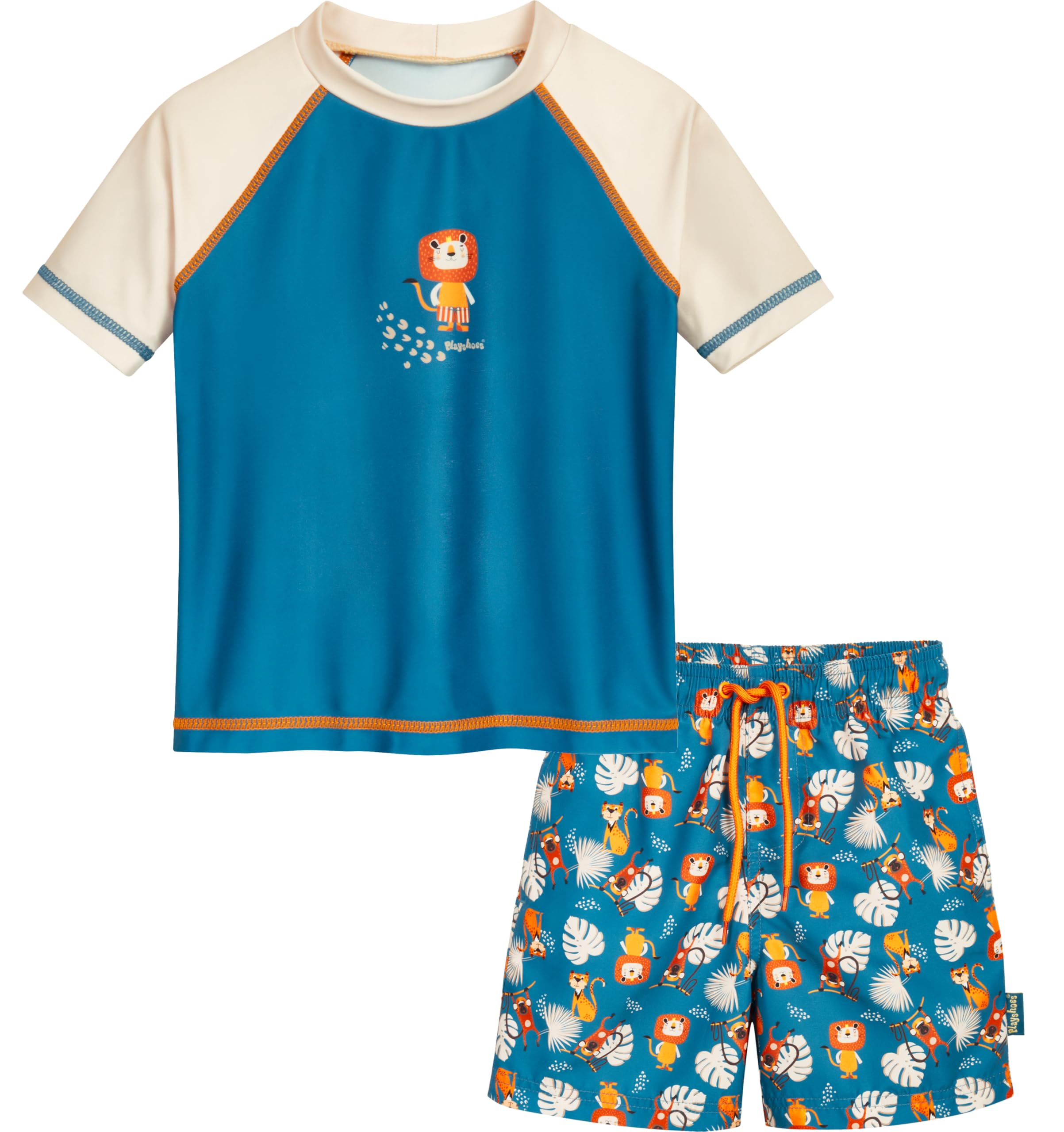 Playshoes Unisex Kinder Schwimmshirt Badehose + Mütze Rash-Guard-Set