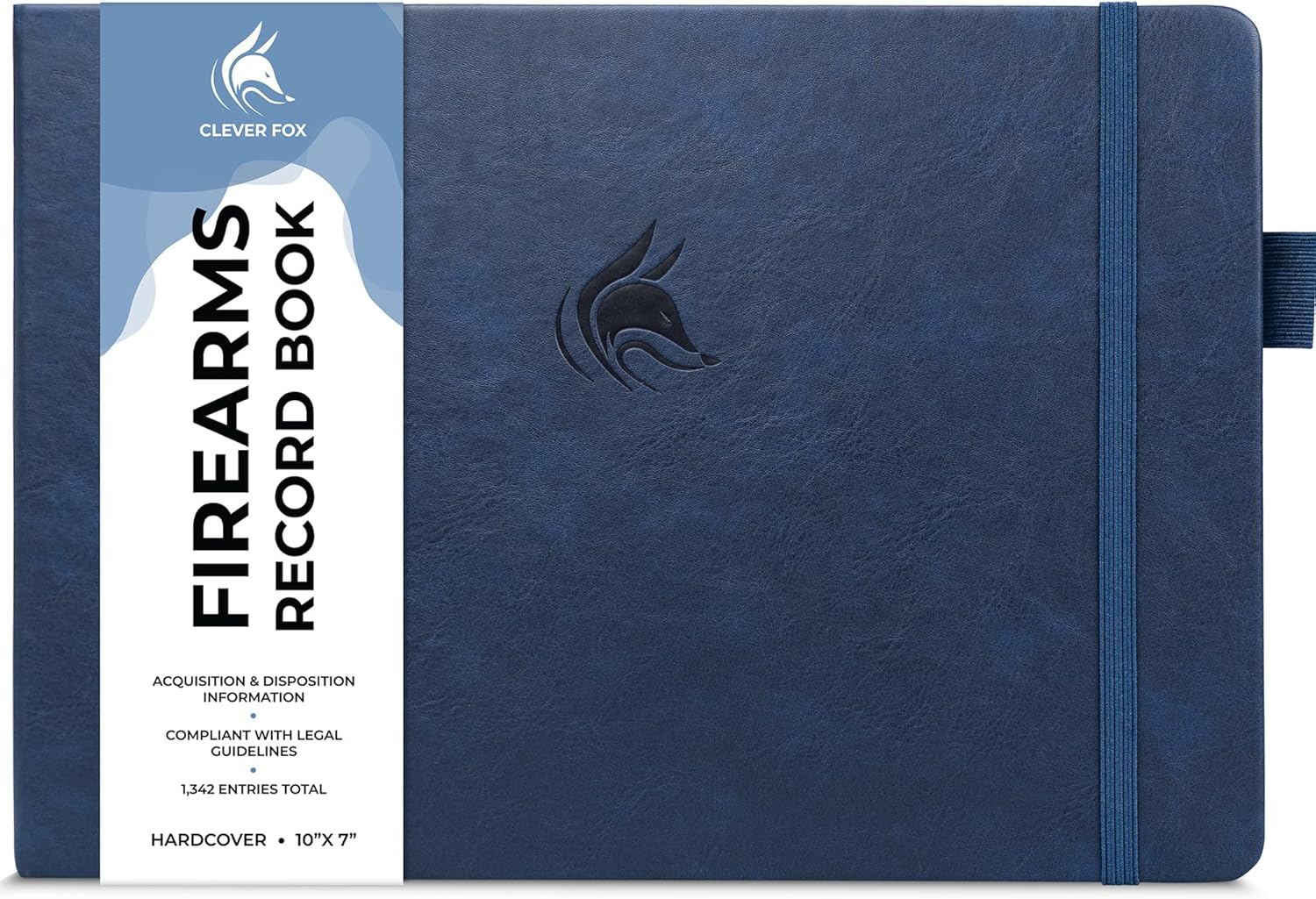 Clever Fox Firearms Record Book – Hardcover Gun Log Book for Acquisition & Disposition Info – Firearm Log Book for Professional & Personal Use – 129 Pages, 10x7″ (Dark Blue)