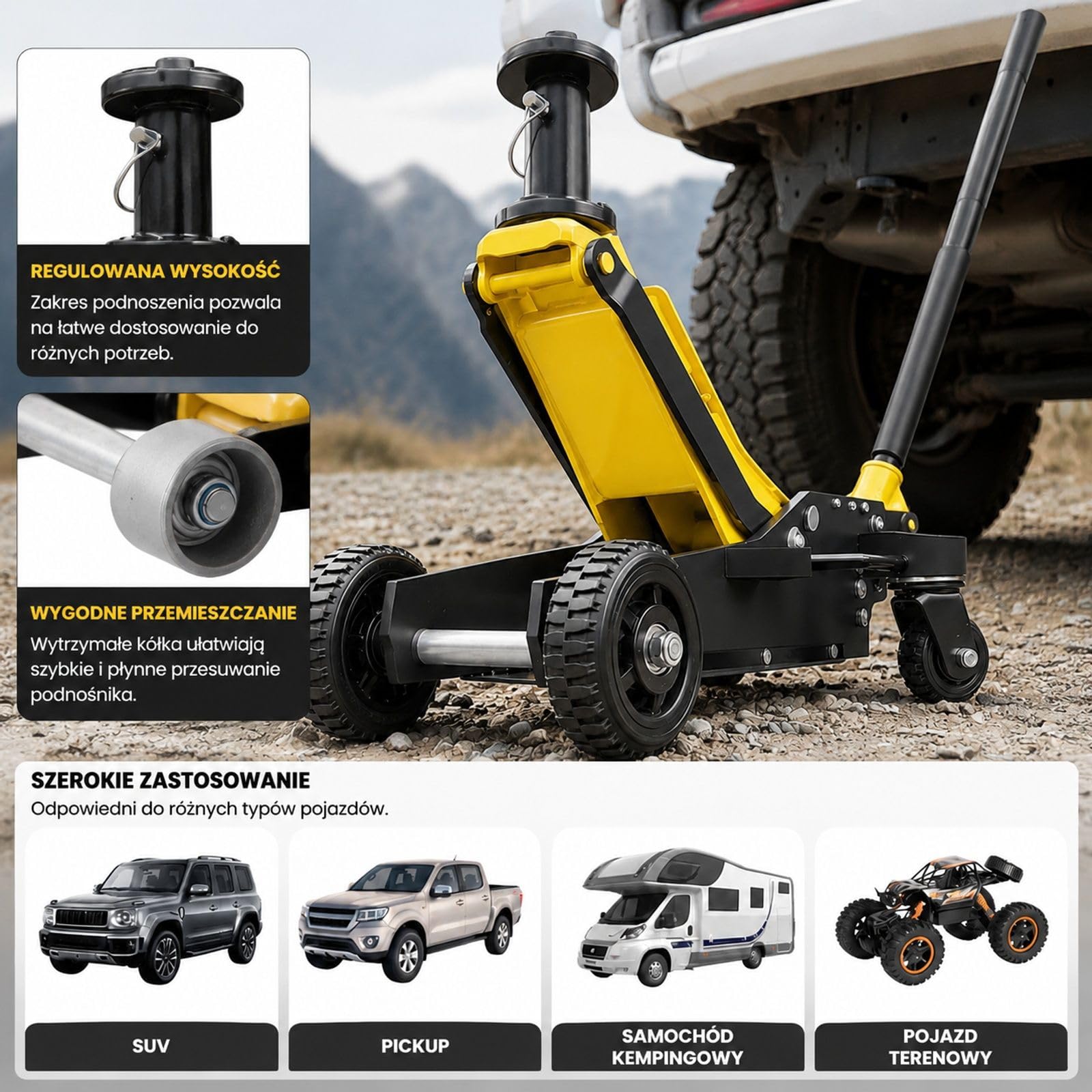 Hydrauliczny podnośnik samochodowy 3 t z konstrukcją aluminiowo-stalową, pompą dwutłokową do szybkiego podnoszenia i kolumną wysuwaną do SUV-ów i pickupów