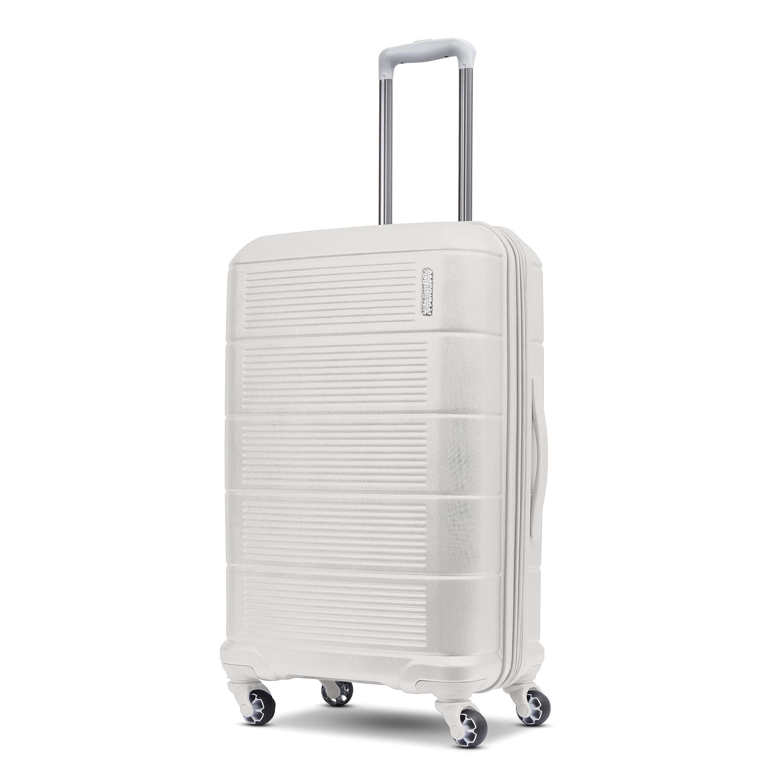 American Tourister Stratum 2.0 Expandable Hardside Luggage with Spinner Wheels, White, 24-Inch Checked-Medium