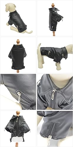 Miniatura 3 de Lovelonglong Chaqueta de cuero fresca para perro, abrigos cálidos para perros, resistentes al viento, abrigos para clima frío para pugs bulldog