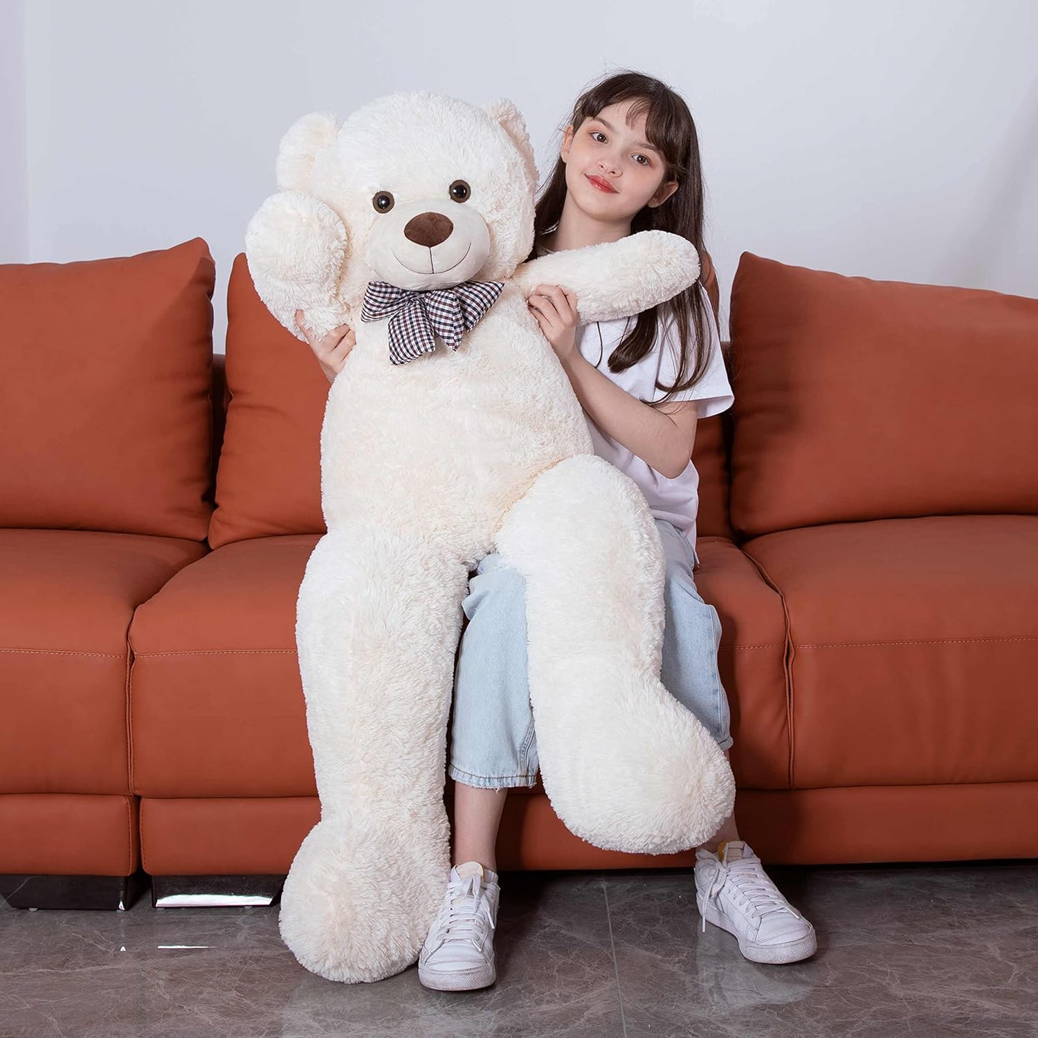 MorisMos Life SizeTeddy Bear, 55 Inch Jumbo Big Stuffed Animals Plush, Large Bear Stuffed Animal Gifts for Girlfriend, Boyfriend, Kids, White