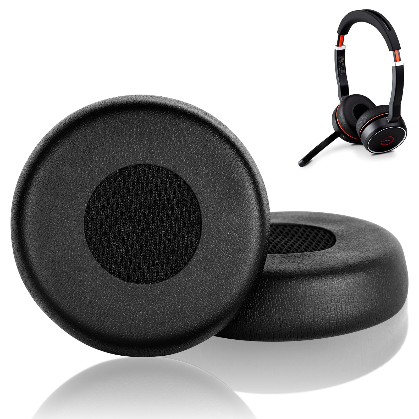 AXFEE Cuscinetti Auricolari di Ricambio per Jabra Evolve 75 (75UC 75MS 75SE), Cuscinetti Auricolari in Pelle Proteica, Schiuma ad alta Densità per I'isolamento dal Rumore - Nero