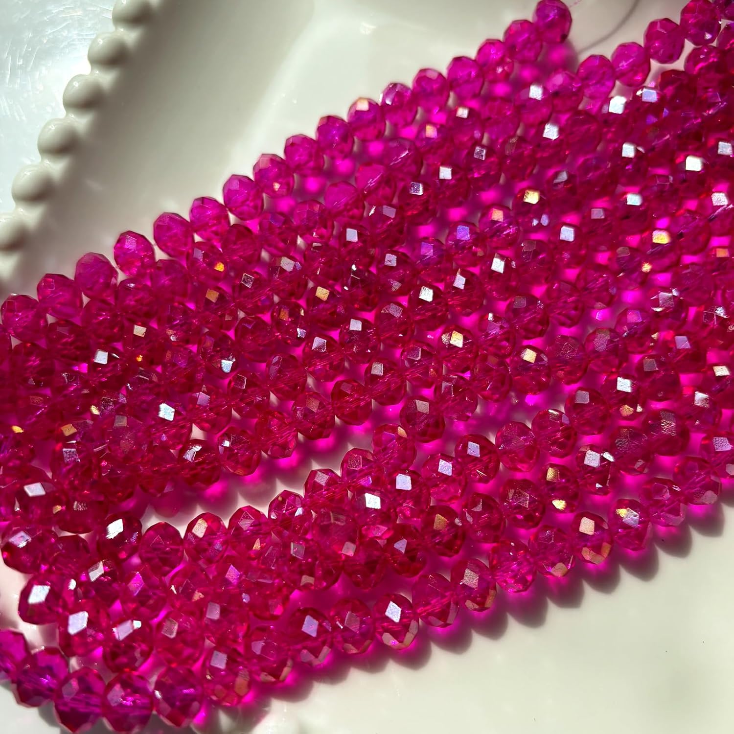 330Pcs Briolette Crystal Glass Beads for Jewelry Making, 8MM AB Faceted Glass Beads Bulk for Bracelets, Crystal Spacer Beads for Crafts Earring Wine Charms Suncatchers, Rosered AB - Image 2